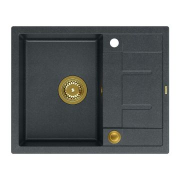 Chiuveta compozit incastrata Quadron Unique Morgan 116 negru - auriu 62x50 cm