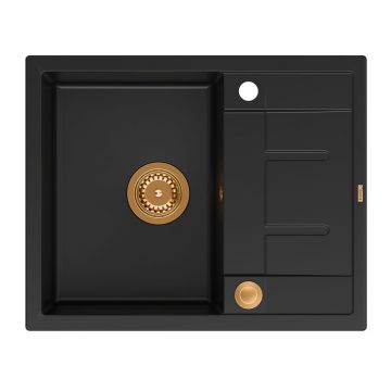 Chiuveta compozit incastrata Quadron Unique Morgan 116 negru carbon - cupru 62x50 cm
