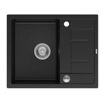 Chiuveta compozit incastrata Quadron Unique Morgan 116 negru carbon - inox 62x50 cm