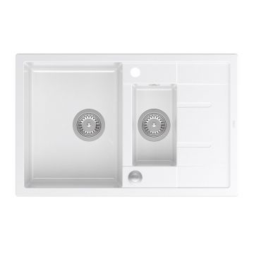 Chiuveta compozit incastrata Quadron Unique Morgan 156 alb - inox 78x50 cm