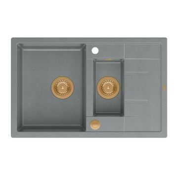 Chiuveta compozit incastrata Quadron Unique Morgan 156 gri - cupru 78x50 cm