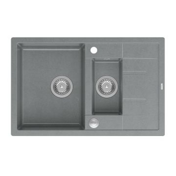Chiuveta compozit incastrata Quadron Unique Morgan 156 gri - inox 78x50 cm
