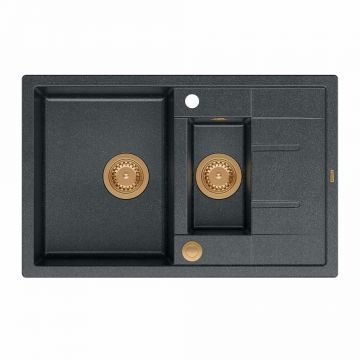 Chiuveta compozit incastrata Quadron Unique Morgan 156 negru - cupru 78x50 cm