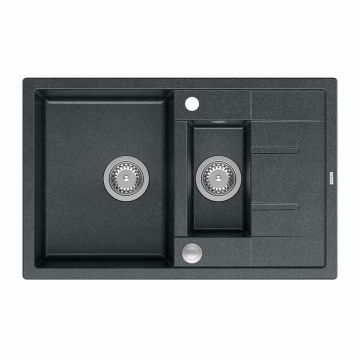 Chiuveta compozit incastrata Quadron Unique Morgan 156 negru - inox 78x50 cm