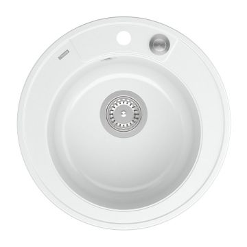 Chiuveta compozit incastrata Quadron Unique Morgan 210 alb - inox 51 cm
