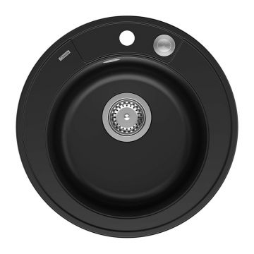 Chiuveta compozit incastrata Quadron Unique Morgan 210 negru carbon - inox 51 cm