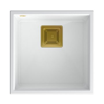 Chiuveta compozit sub blat Quadron Unique David 40 alb - auriu 42x42 cm