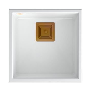 Chiuveta compozit sub blat Quadron Unique David 40 alb - cupru 42x42 cm