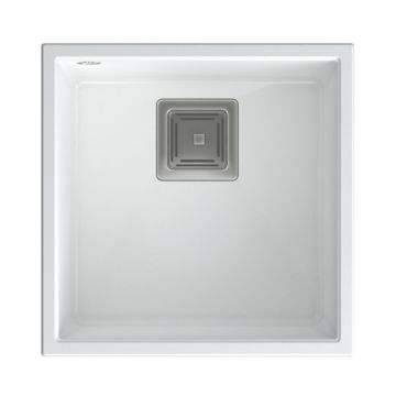 Chiuveta compozit sub blat Quadron Unique David 40 alb - inox 42x42 cm