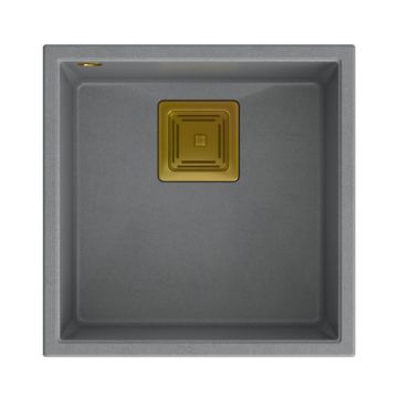 Chiuveta compozit sub blat Quadron Unique David 40 gri - auriu 42x42 cm