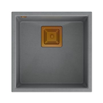 Chiuveta compozit sub blat Quadron Unique David 40 gri - cupru 42x42 cm