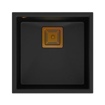 Chiuveta compozit sub blat Quadron Unique David 40 negru carbon - cupru 42x42 cm