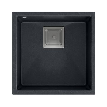 Chiuveta compozit sub blat Quadron Unique David 40 negru carbon - inox 42x42 cm