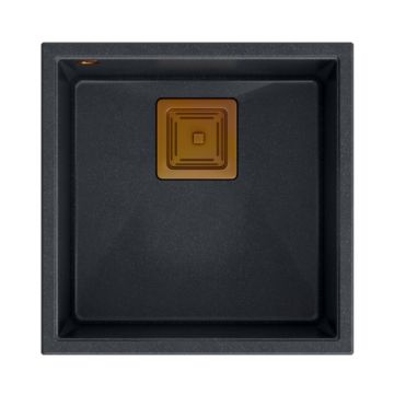 Chiuveta compozit sub blat Quadron Unique David 40 negru - cupru 42x42 cm
