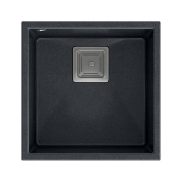 Chiuveta compozit sub blat Quadron Unique David 40 negru - inox 42x42 cm