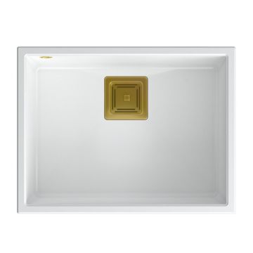 Chiuveta compozit sub blat Quadron Unique David 50 alb - auriu 55x42 cm