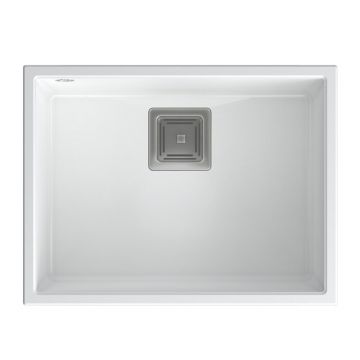 Chiuveta compozit sub blat Quadron Unique David 50 alb - inox 55x42 cm