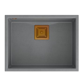 Chiuveta compozit sub blat Quadron Unique David 50 gri - cupru 55x42 cm
