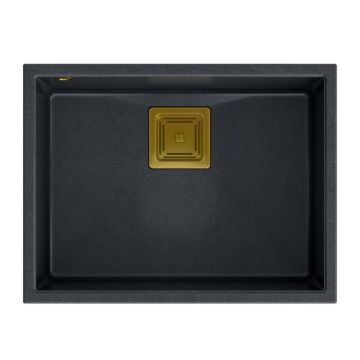 Chiuveta compozit sub blat Quadron Unique David 50 negru - auriu 55x42 cm
