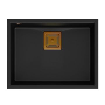 Chiuveta compozit sub blat Quadron Unique David 50 negru carbon - cupru 55x42 cm