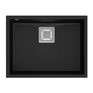 Chiuveta compozit sub blat Quadron Unique David 50 negru carbon - inox 55x42 cm