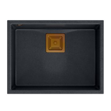 Chiuveta compozit sub blat Quadron Unique David 50 negru - cupru 55x42 cm