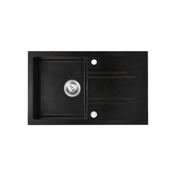 Chiuveta granit Ferro, Mezzo II, 780x480x160 mm, dreptunghiulara, 1 cuva cu picurator, grafit