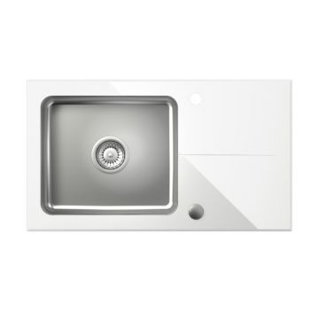 Chiuveta inox incastrata Quadron Pop Hugh 111 finisaj inox - alb 77x44 cm