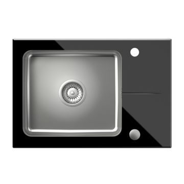 Chiuveta inox incastrata Quadron Pop Hugh 116 finisaj inox - negru 64x44 cm