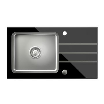 Chiuveta inox incastrata Quadron Pop Jack 111 finisaj inox - negru 77x44 cm