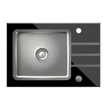 Chiuveta inox incastrata Quadron Pop Jack 116 finisaj inox - negru 64x44 cm