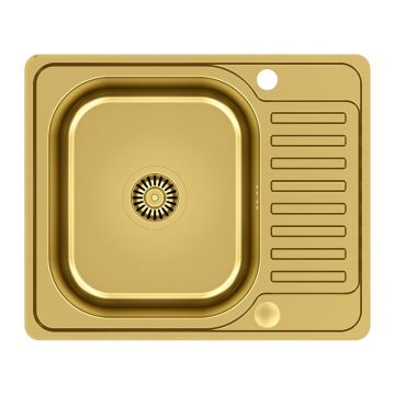 Chiuveta inox incastrata Quadron Pop Kevin 116 finisaj auriu 58x49 cm
