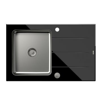 Chiuveta inox incastrata Quadron Unique Ford 111 finisaj inox - negru 78x50 cm