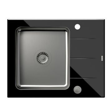 Chiuveta inox incastrata Quadron Unique Ford 116 finisaj inox - negru 62x50 cm