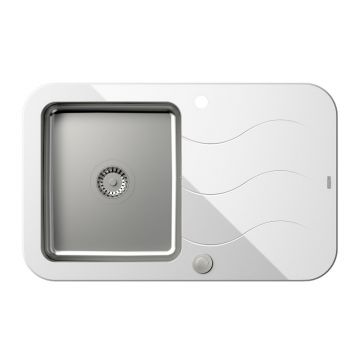 Chiuveta inox incastrata Quadron Unique Glen 211 finisaj inox - alb 78x50 cm