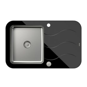 Chiuveta inox incastrata Quadron Unique Glen 211 finisaj inox - negru 78x50 cm