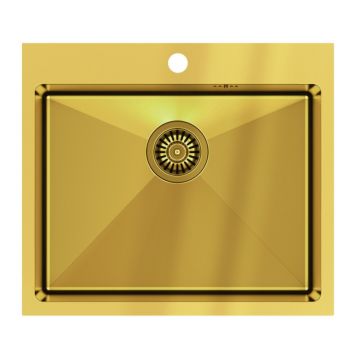 Chiuveta inox incastrata Quadron Unique Russel 110 finisaj auriu 55x48 cm