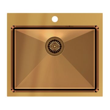 Chiuveta inox incastrata Quadron Unique Russel 110 finisaj cupru 55x48 cm