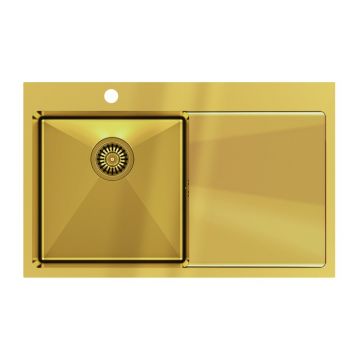 Chiuveta inox incastrata Quadron Unique Russel 111 finisaj auriu 78x48 cm