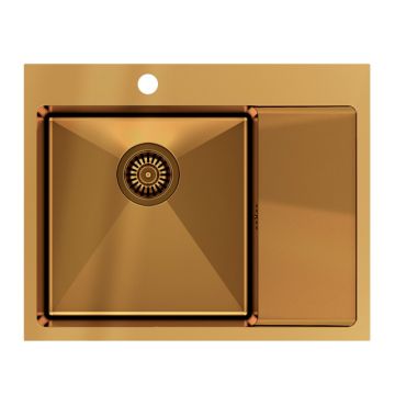Chiuveta inox incastrata Quadron Unique Russel 116 finisaj cupru 62x48 cm