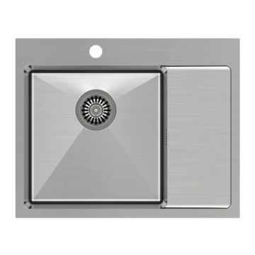 Chiuveta inox incastrata Quadron Unique Russel 116 inox periat 62x48 cm stanga