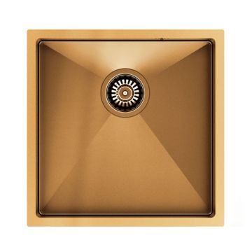 Chiuveta inox sub blat Quadron Unique Paul 44x44 cm finisaj cupru