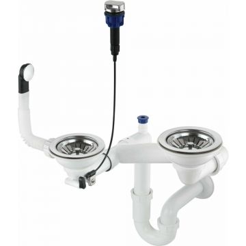 Sifon chiuveta Deante Space-Saver pentru 1,5/2 cuve inox/alb