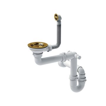 Sifon cu capac scurgere Quadron Unique finisaj auriu pentru chiuvete granit