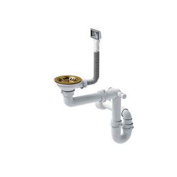 Sifon cu capac scurgere Quadron Unique pentru chiuvete inox finisaj auriu