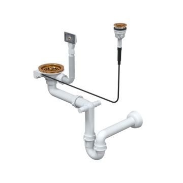 Sifon Quadron Unique Push to Open finisaj cupru pentru chiuvete inox