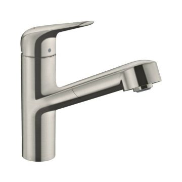 Baterie bucatarie cu dus extractibil crom periat Hansgrohe Focus M42 150 cu 1 jet