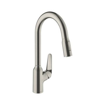 Baterie bucatarie cu dus extractibil crom periat Hansgrohe Focus M42 220 sBox cu 2 jeturi