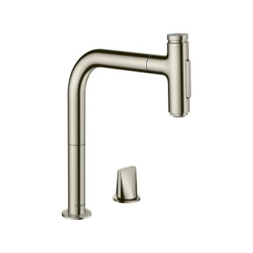 Baterie bucatarie cu dus extractibil crom periat Hansgrohe Metris M71 200 sBox cu 2 jeturi