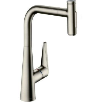 Baterie bucatarie cu dus extractibil crom periat Hansgrohe Talis M51 300 cu 2 jeturi